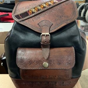 Vintage leather mini backpack